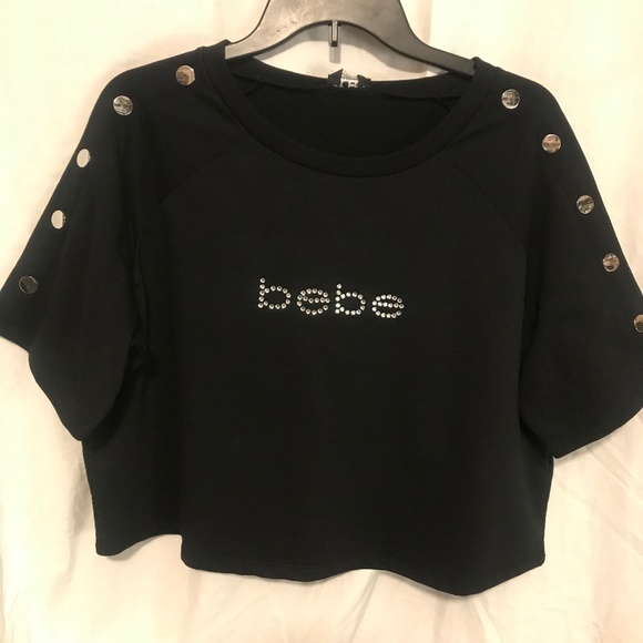 bebe Tops - Bebe Jet Black Crop Top - XL NWT